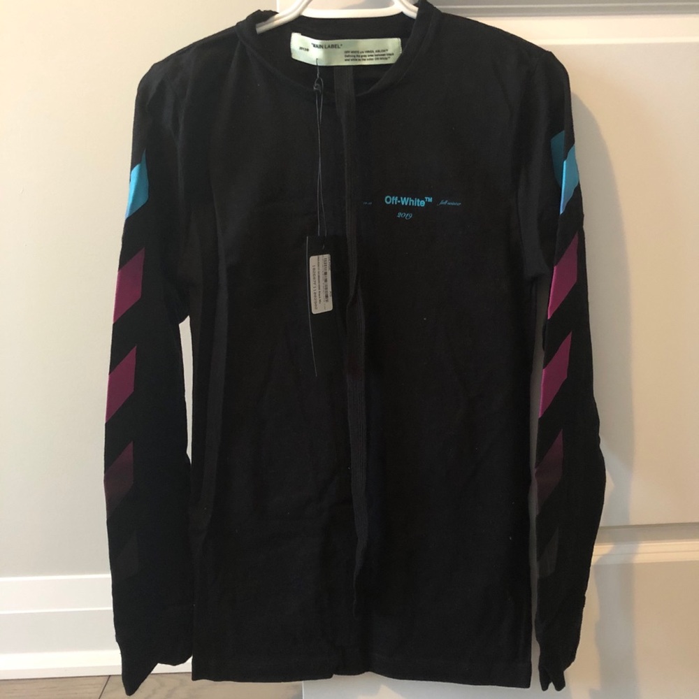 New Off-White Black Marker Long Sleeve T-shirt - Picture 3 of 8
